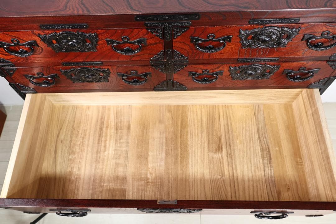 のりりん　 民芸家具　岩谷堂 箪笥　南部鉄金具　桐紋　中桐六段　重厚