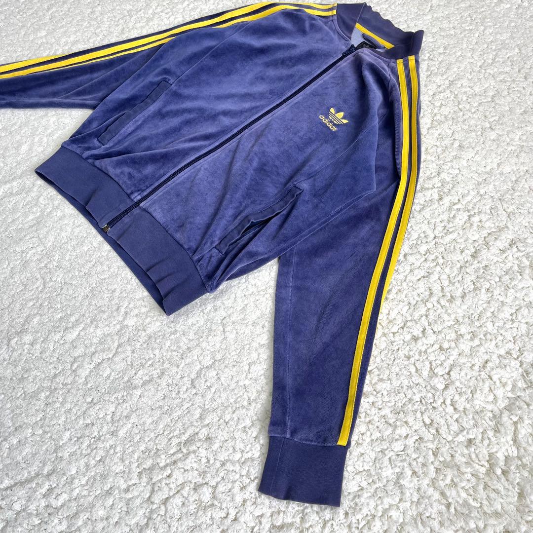 adidas ベロア 万国旗 トラックジャケット ネイビー M ヴィンテージ