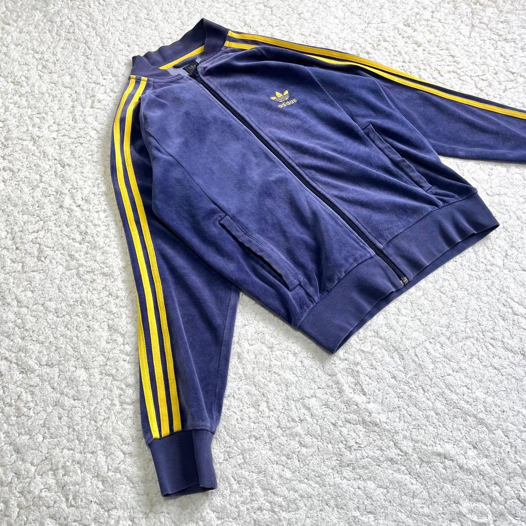 adidas ベロア 万国旗 トラックジャケット ネイビー M ヴィンテージ