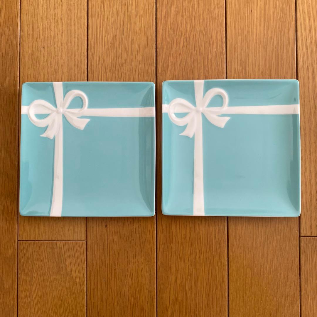 Tiffany & Co. 水色リボン皿 2枚セット