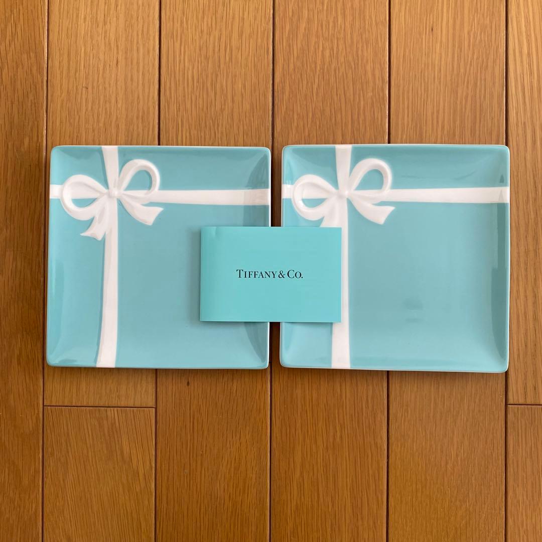 Tiffany & Co. 水色リボン皿 2枚セット