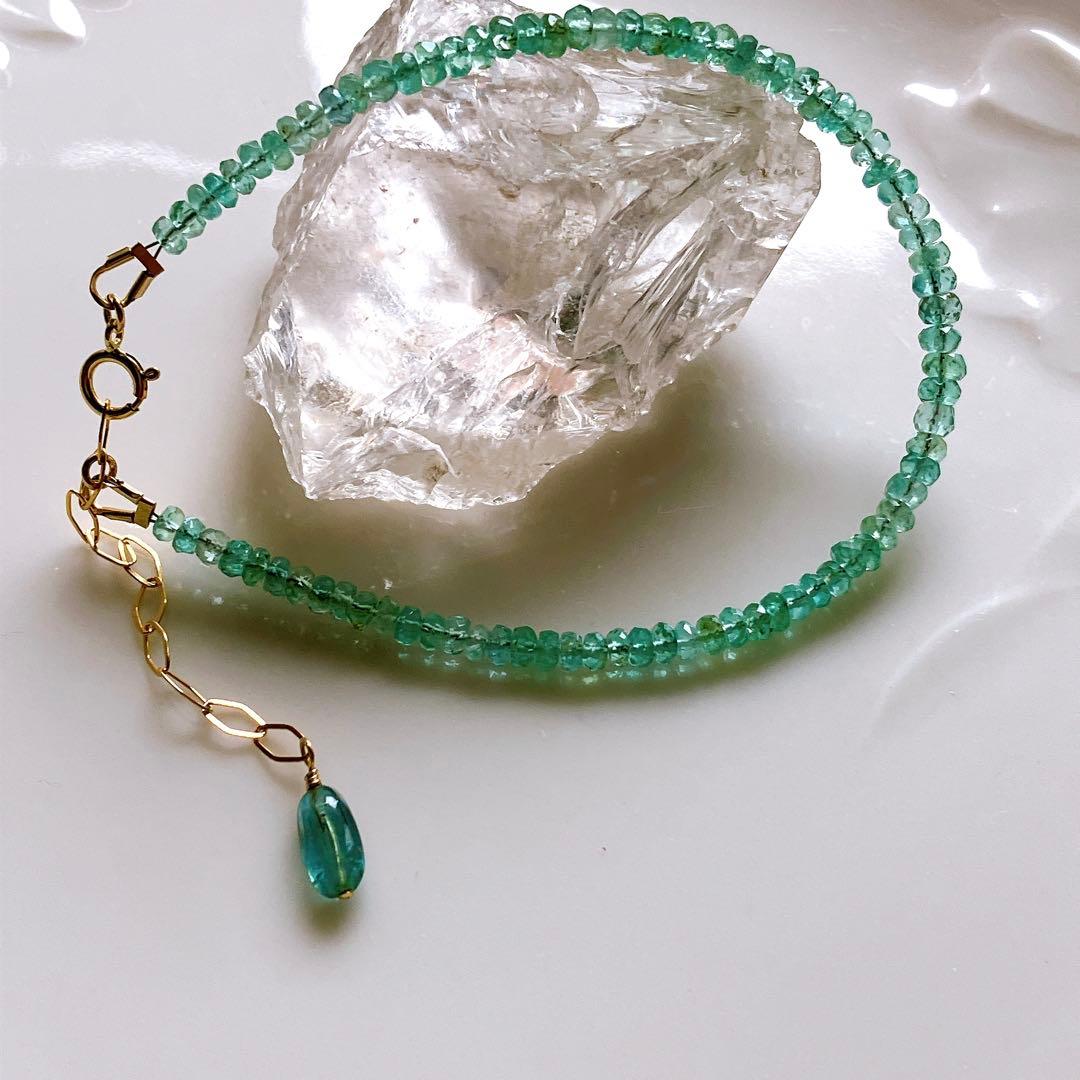 希少✧高品質✧ザンビア産エメラルドブレスレット✧14kgf