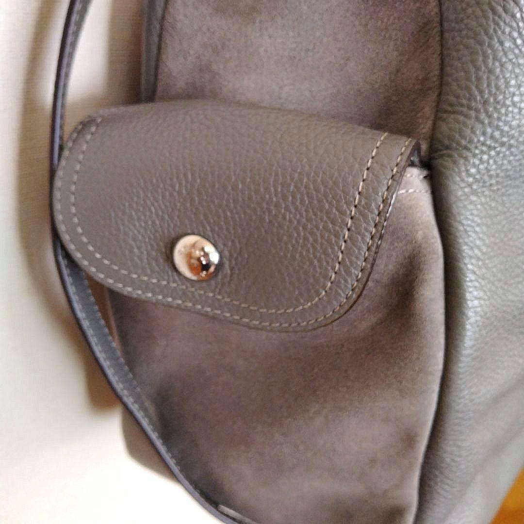 COACH レザーペニーショルダーバッグ 2Way　グレー　レザースウェード切替