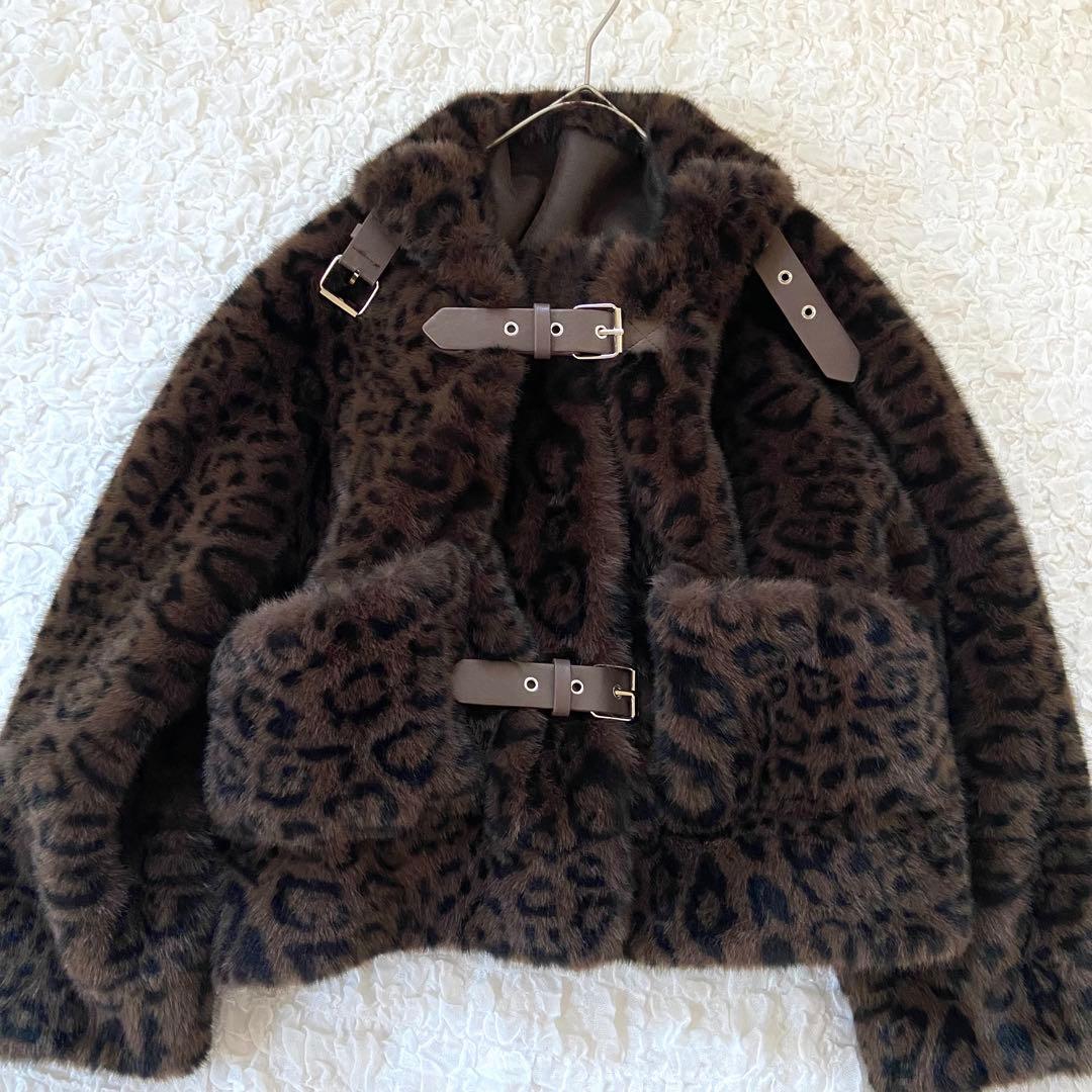 me+em select レオパードボリュームファーコート