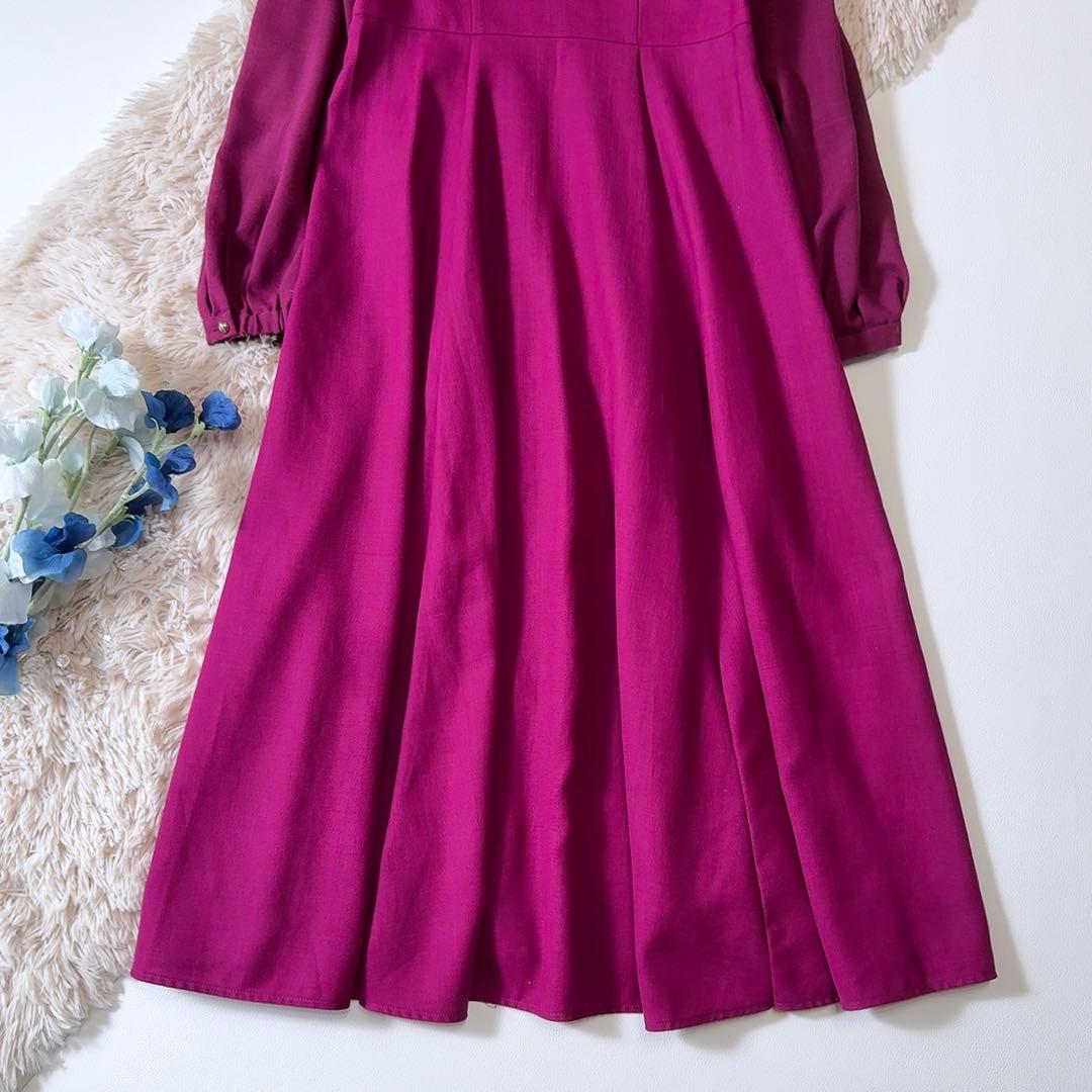 美品ꕥアナイ 現行品 シアーコンビフレア ワンピース ペチコート付 前開き