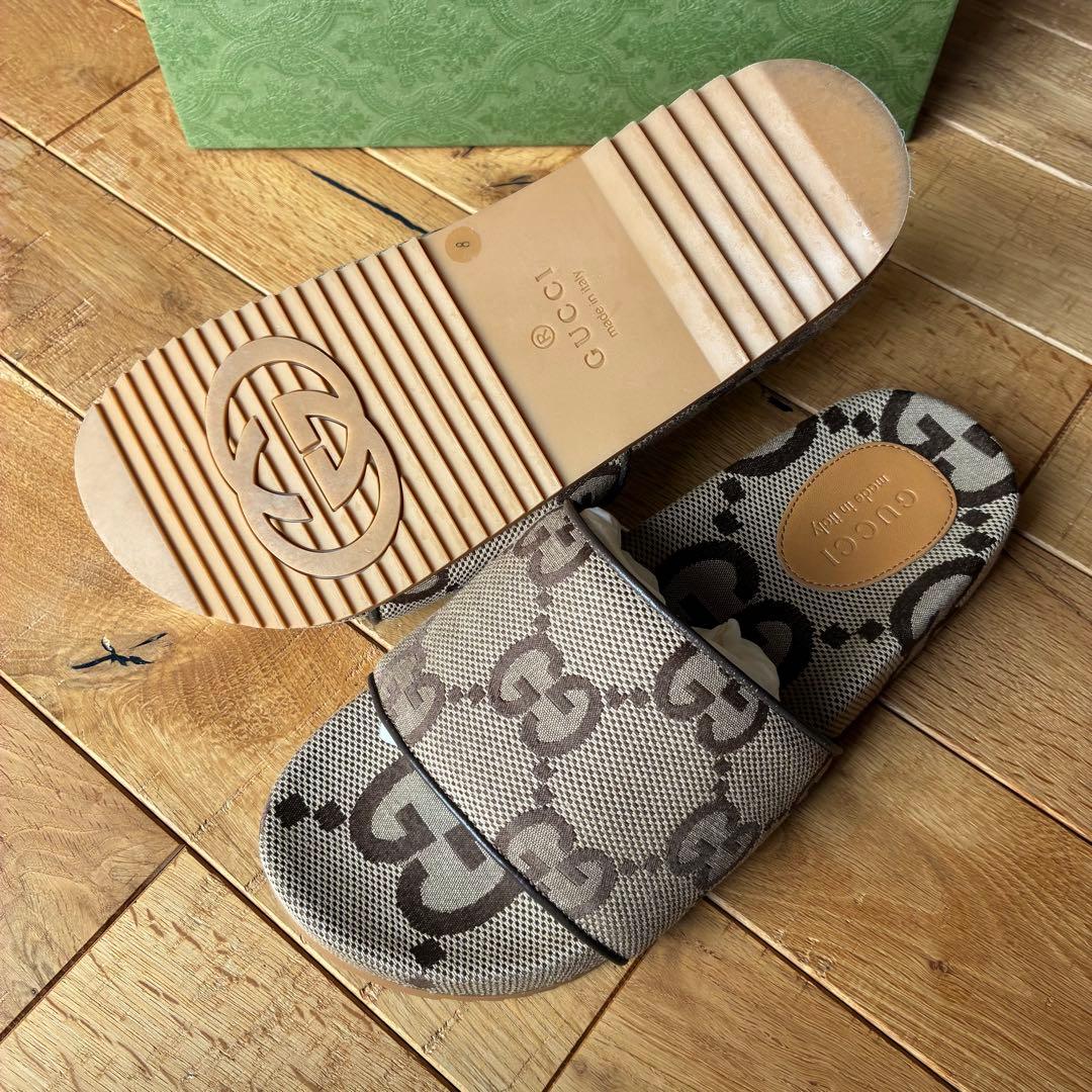 GUCCI ビックロゴ サンダル 美中古 8 グッチ 箱付 プラットホーム