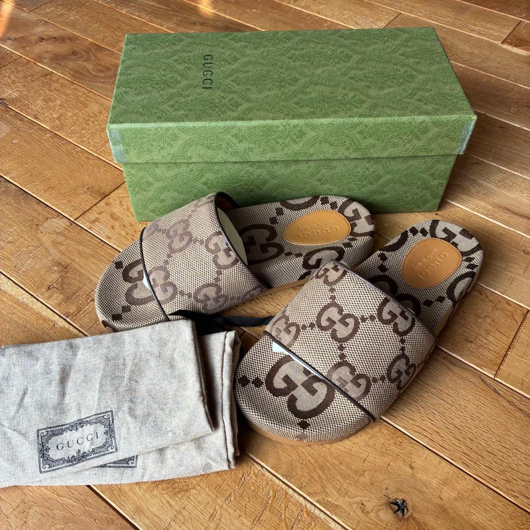 GUCCI ビックロゴ サンダル 美中古 8 グッチ 箱付 プラットホーム