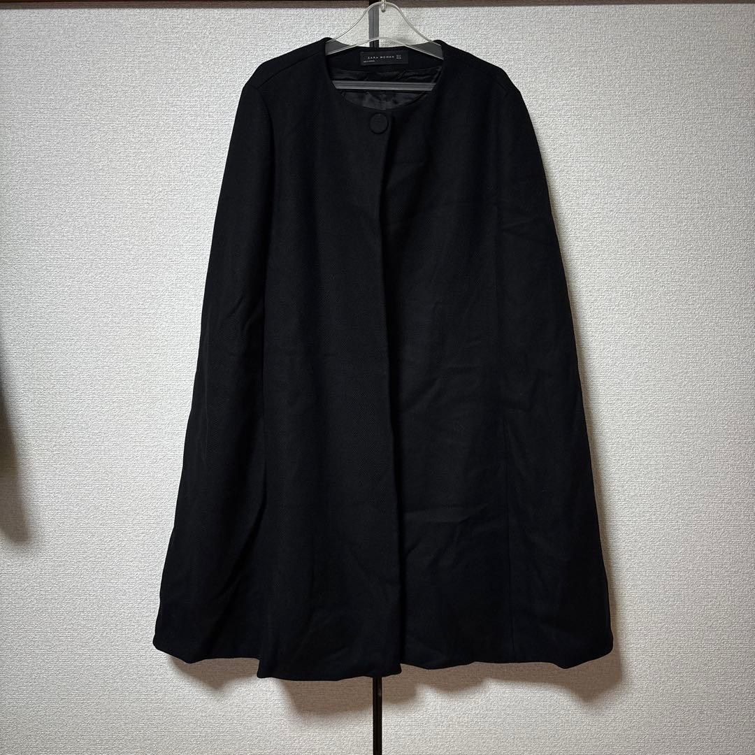 ZARA ケープ コート　ポンチョ ブラック XL