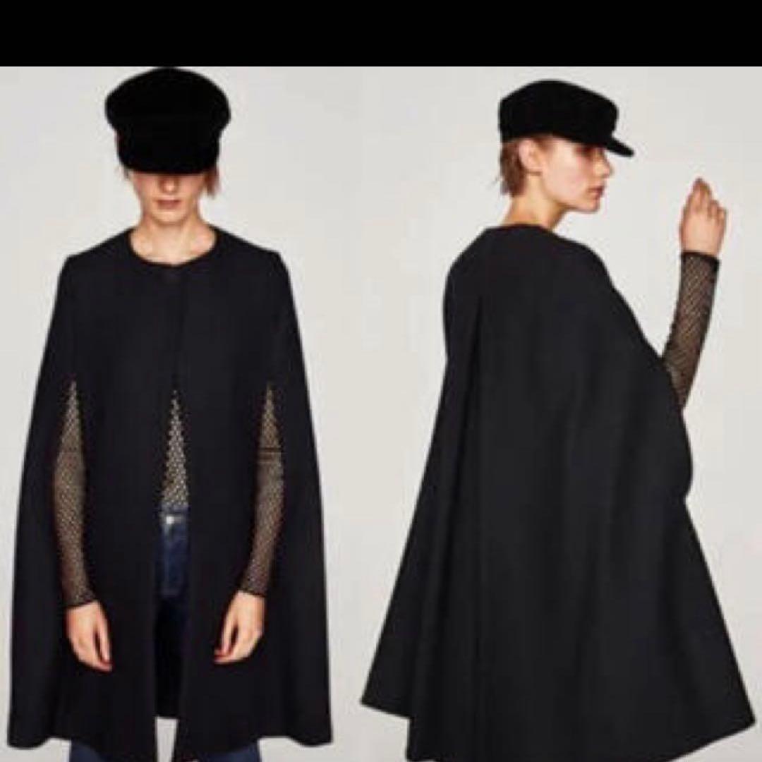 ZARA ケープ コート　ポンチョ ブラック XL