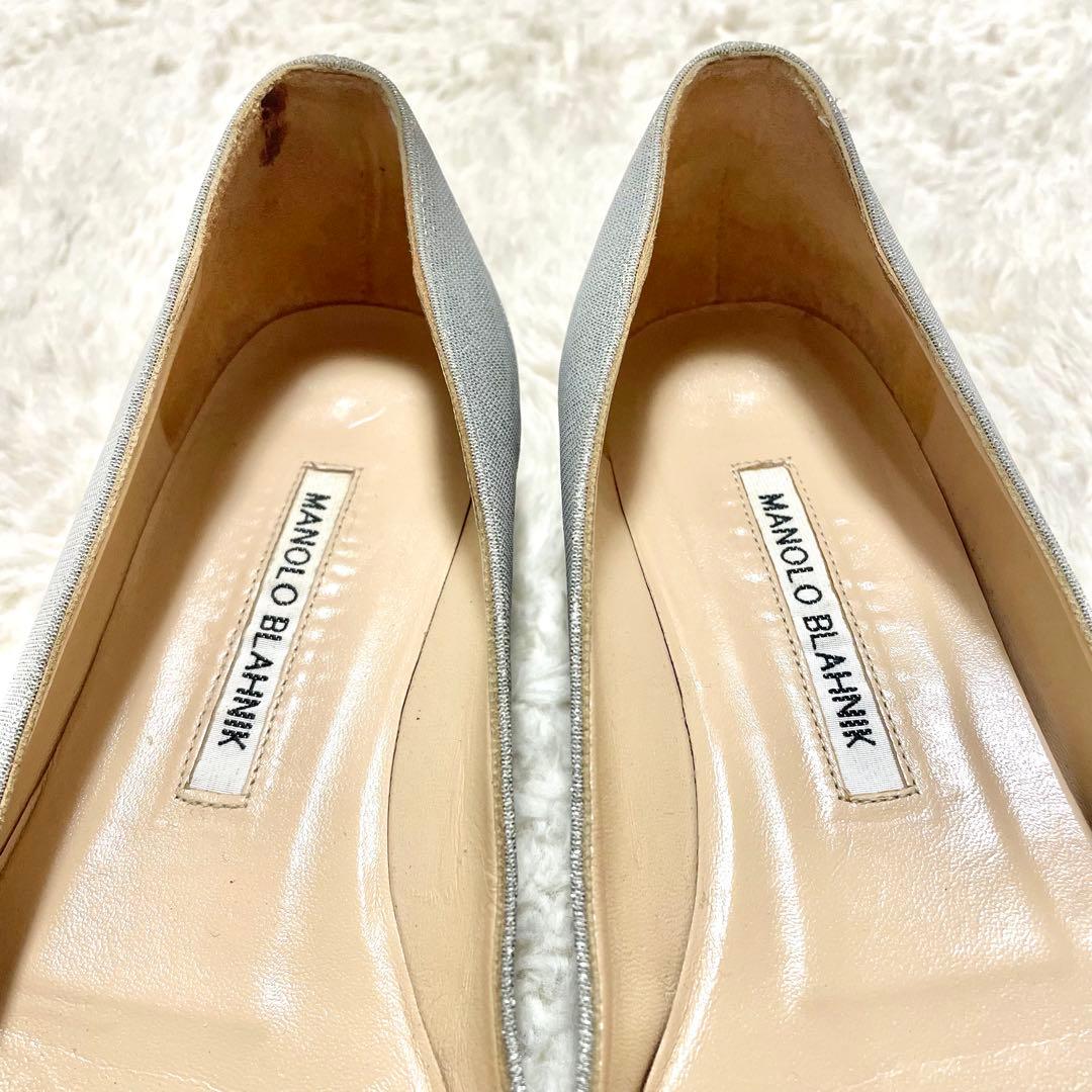 箱付 MANOLO BLAHNIK マノロブラニク ハンギシ グリッターフラット