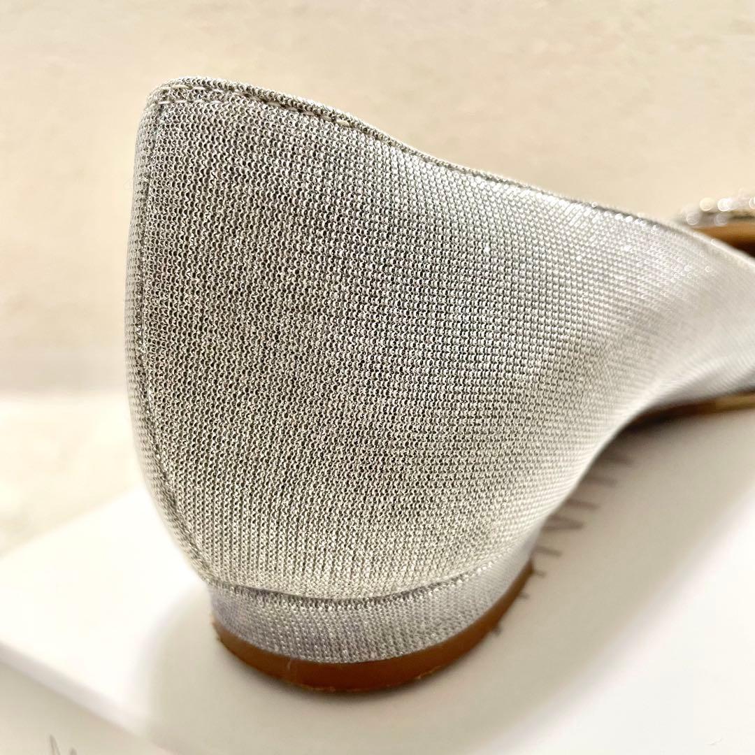 箱付 MANOLO BLAHNIK マノロブラニク ハンギシ グリッターフラット