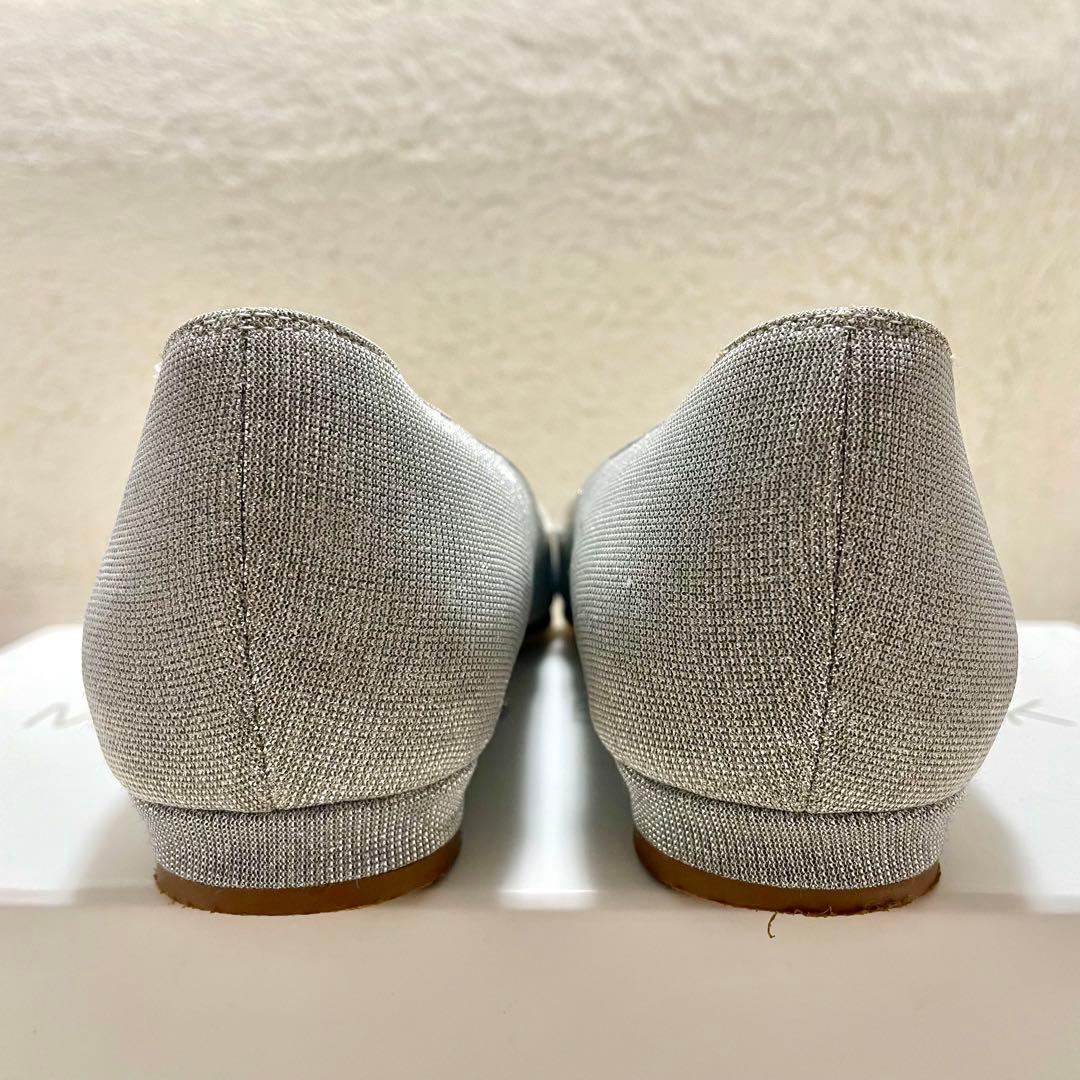 箱付 MANOLO BLAHNIK マノロブラニク ハンギシ グリッターフラット