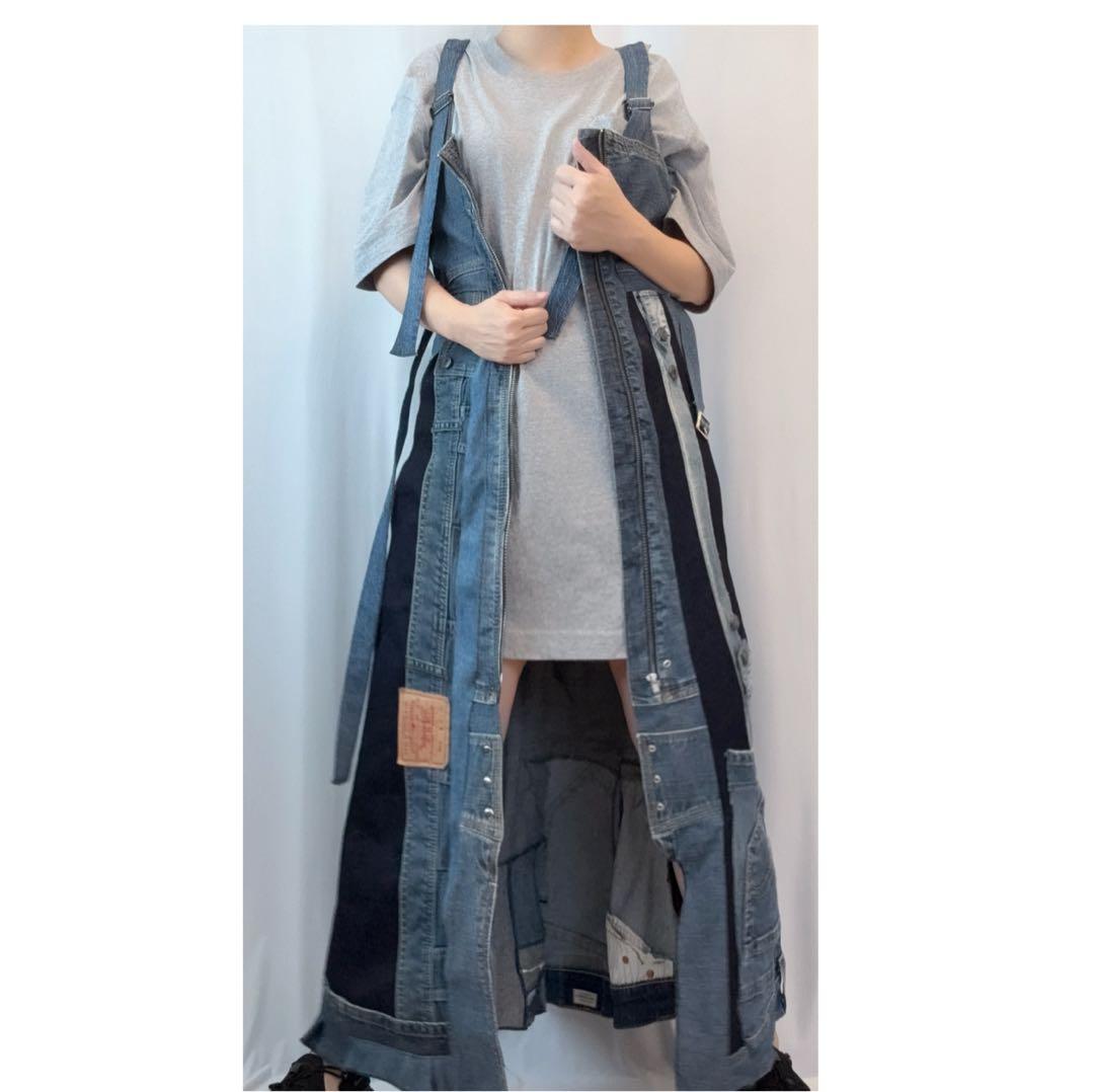 ⑧M-L 2wayジップパッチワークデニムワンピ/スカート