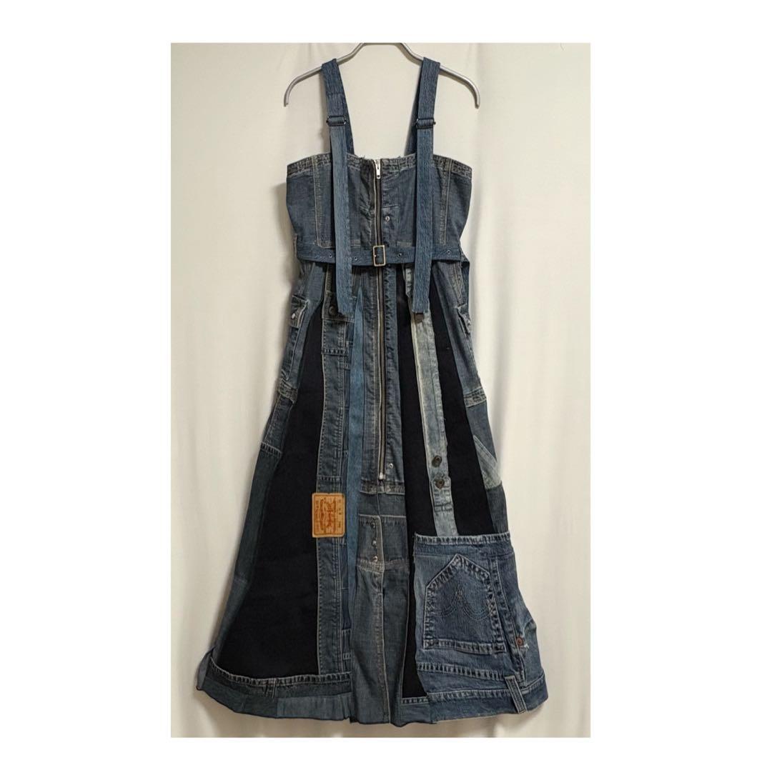 ⑧M-L 2wayジップパッチワークデニムワンピ/スカート