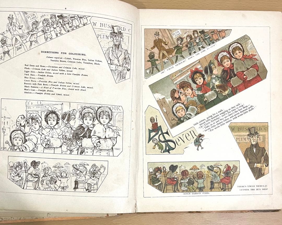 No228希少 アンティーク 古書 洋書 絵本 ビクトリアン 塗り絵 児童書