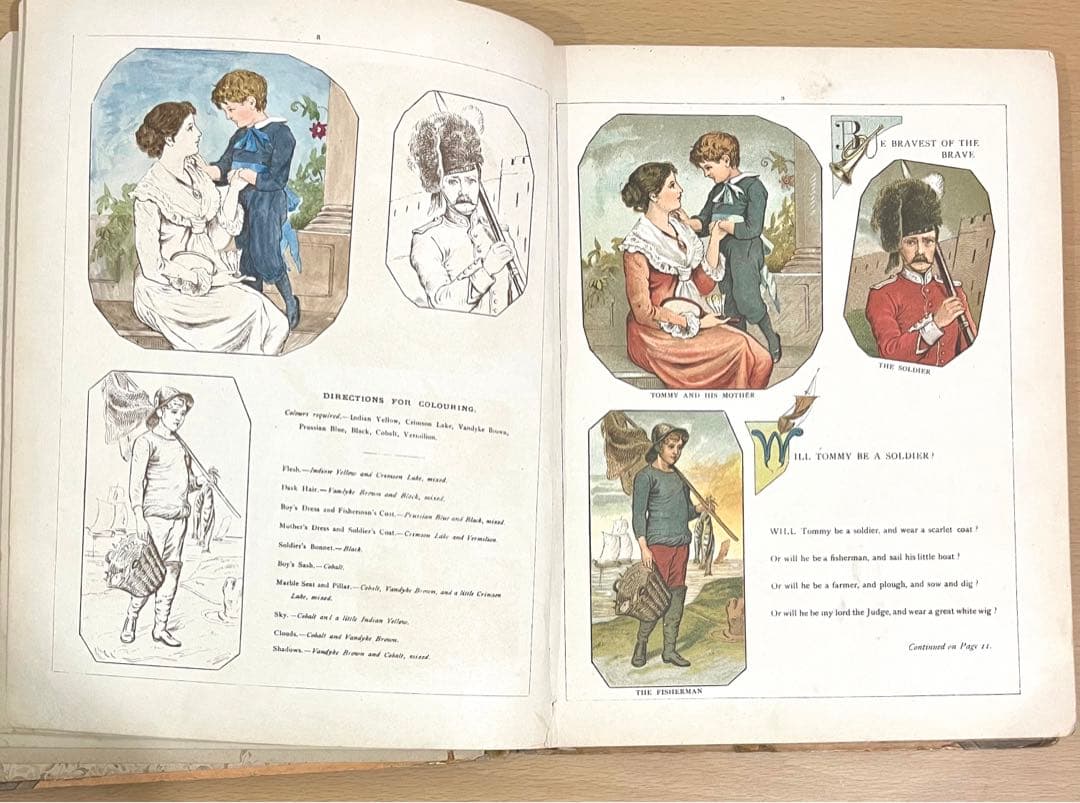 No228希少 アンティーク 古書 洋書 絵本 ビクトリアン 塗り絵 児童書