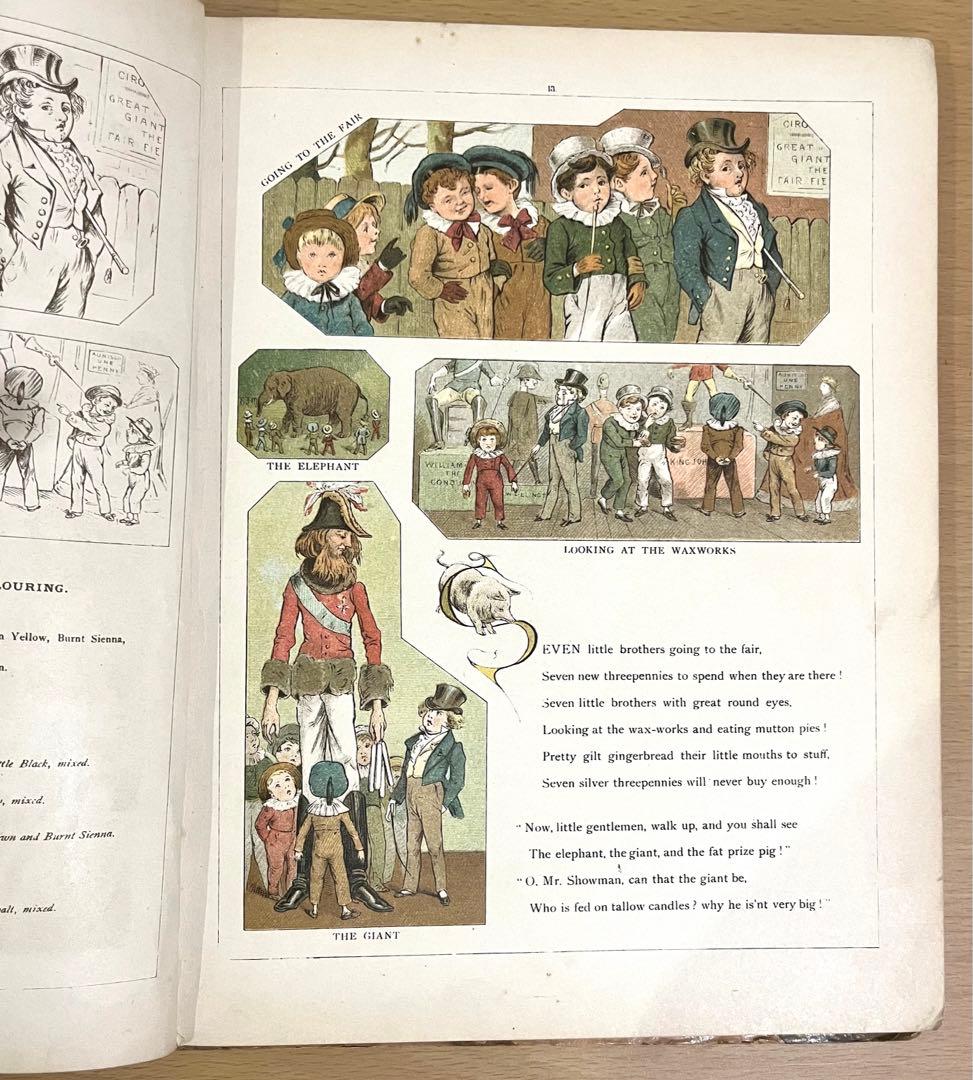 No228希少 アンティーク 古書 洋書 絵本 ビクトリアン 塗り絵 児童書