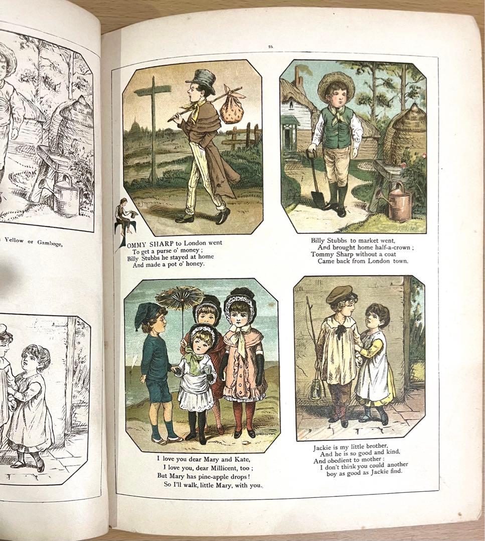 No228希少 アンティーク 古書 洋書 絵本 ビクトリアン 塗り絵 児童書