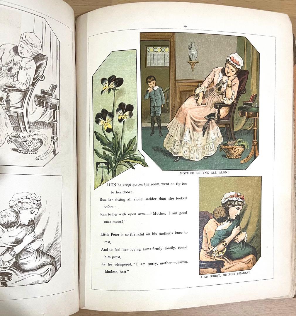 No228希少 アンティーク 古書 洋書 絵本 ビクトリアン 塗り絵 児童書