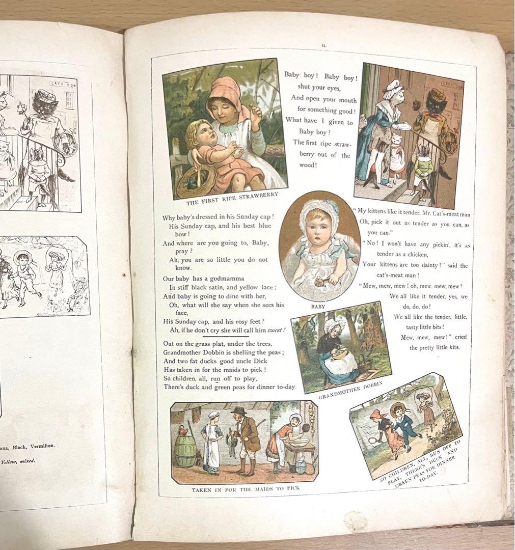 No228希少 アンティーク 古書 洋書 絵本 ビクトリアン 塗り絵 児童書