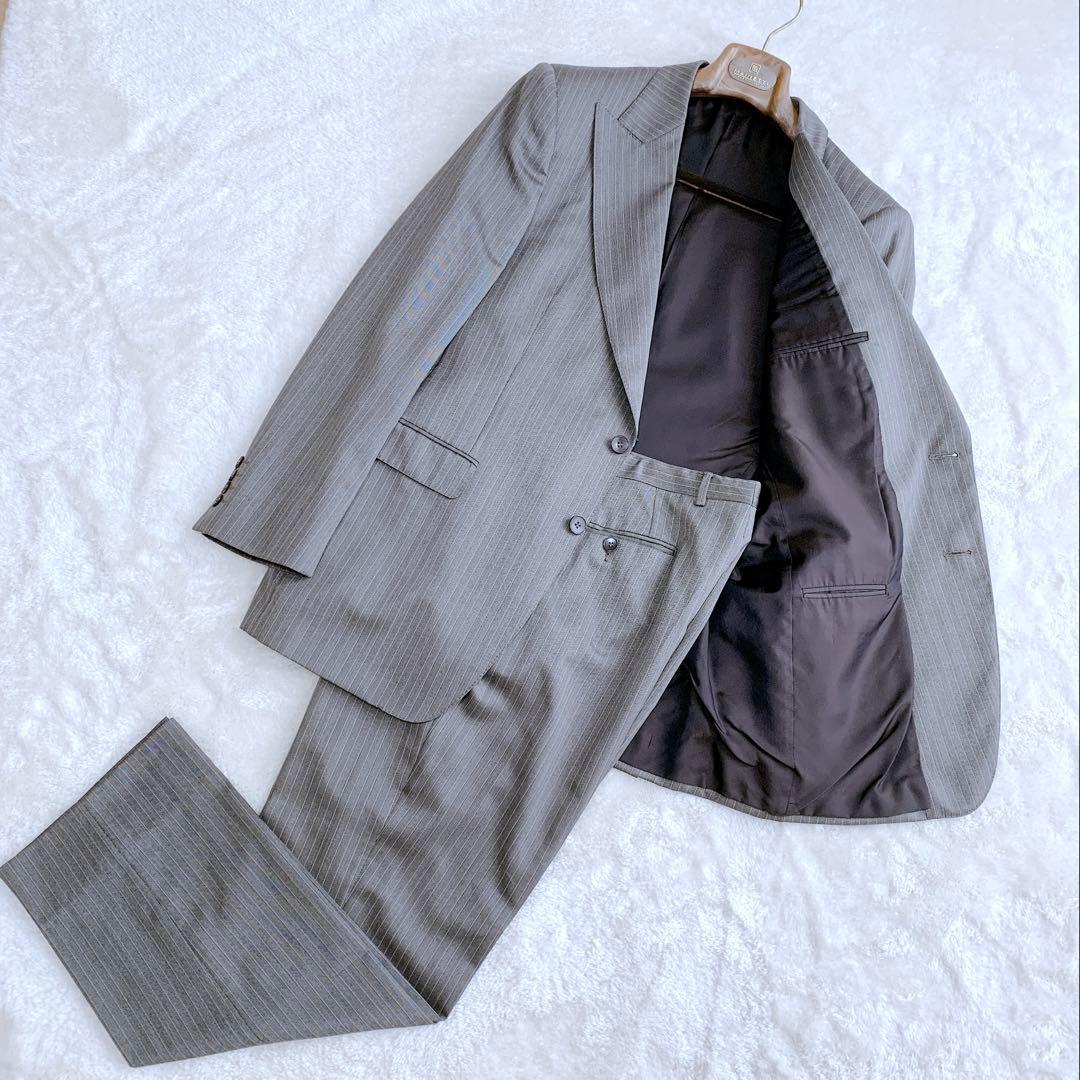 【ヨッシー】ほぼ未使用 グッチ シルク混 ピンストライプスーツ