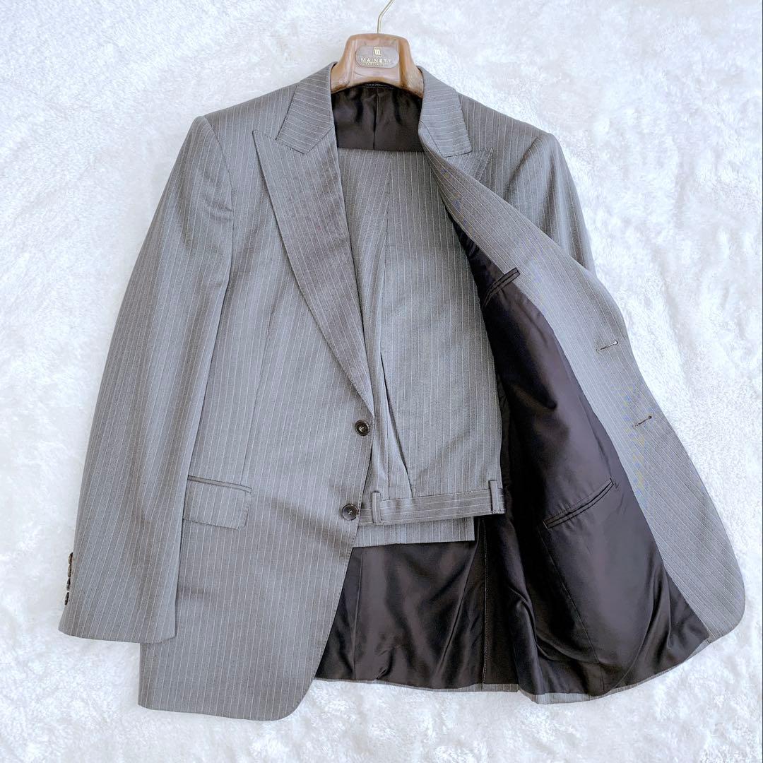 【ヨッシー】ほぼ未使用 グッチ シルク混 ピンストライプスーツ