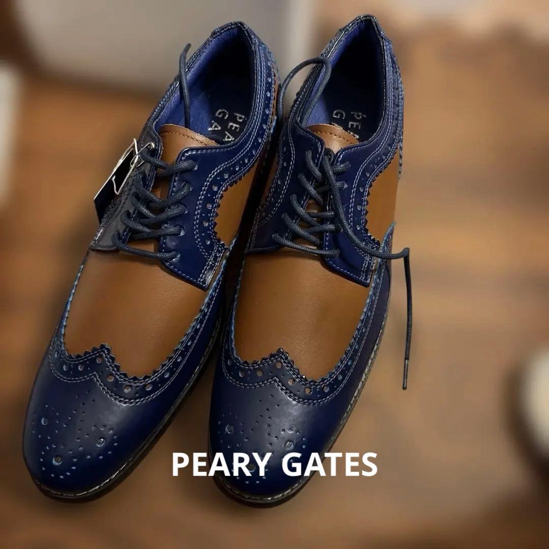 PEARLY GATES ネイビー/ブラウン オックスフォードシューズ