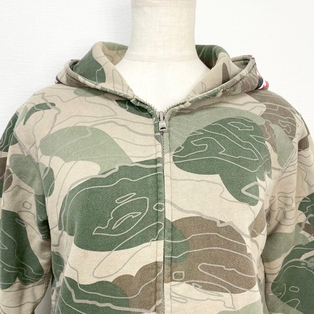 y2k❤️ A BATHING APE カモ柄 シャーク ジップパーカー
