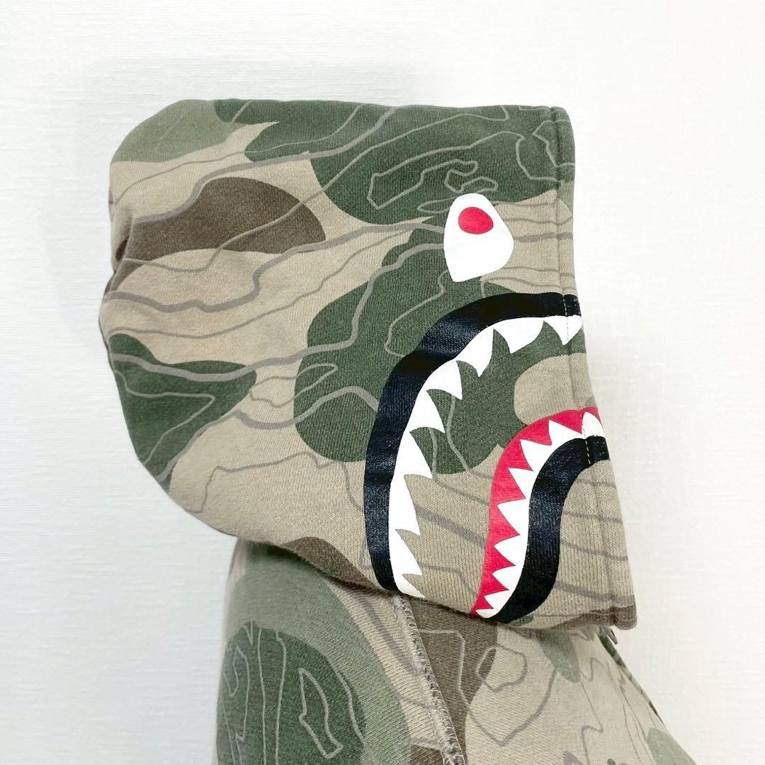 y2k❤️ A BATHING APE カモ柄 シャーク ジップパーカー