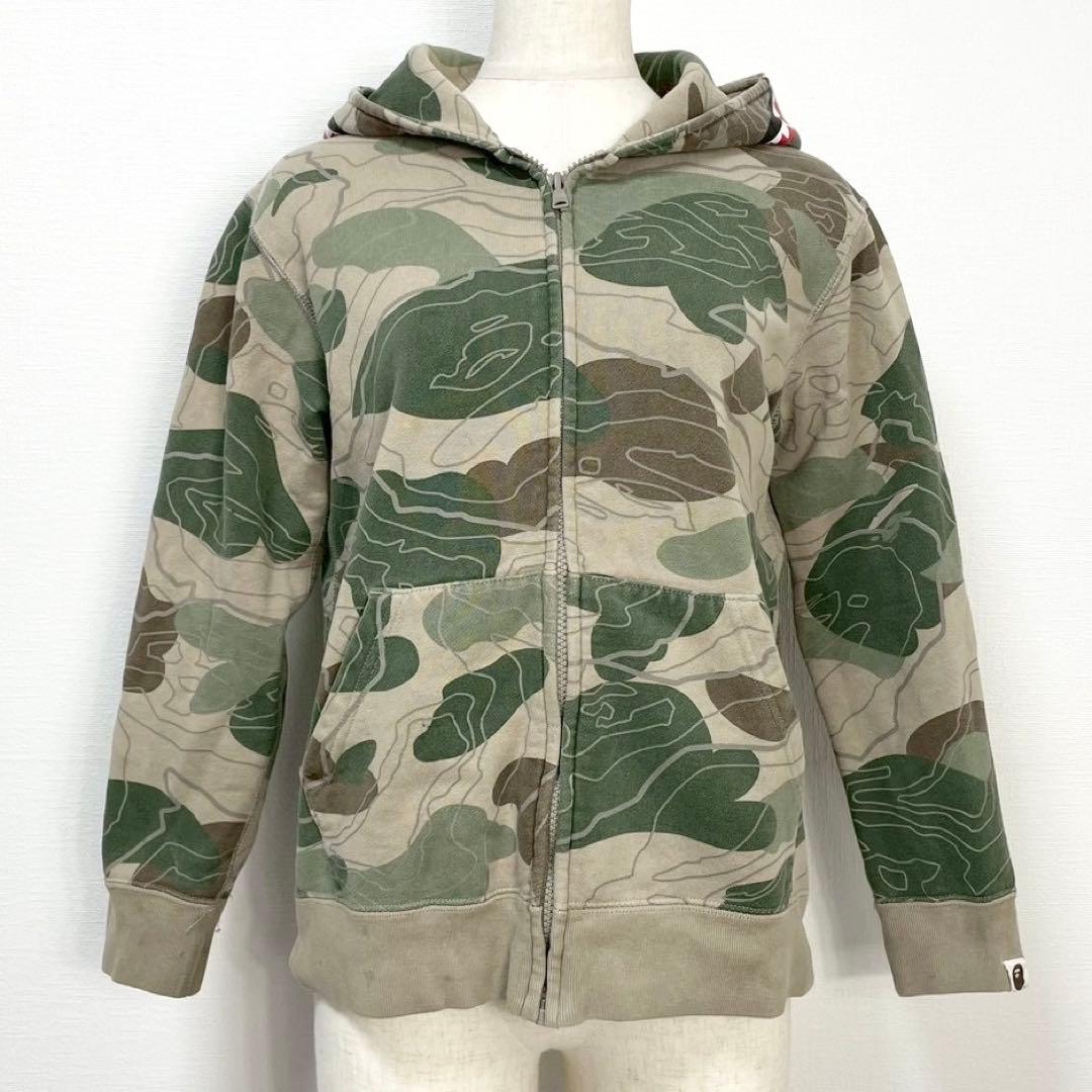 y2k❤️ A BATHING APE カモ柄 シャーク ジップパーカー