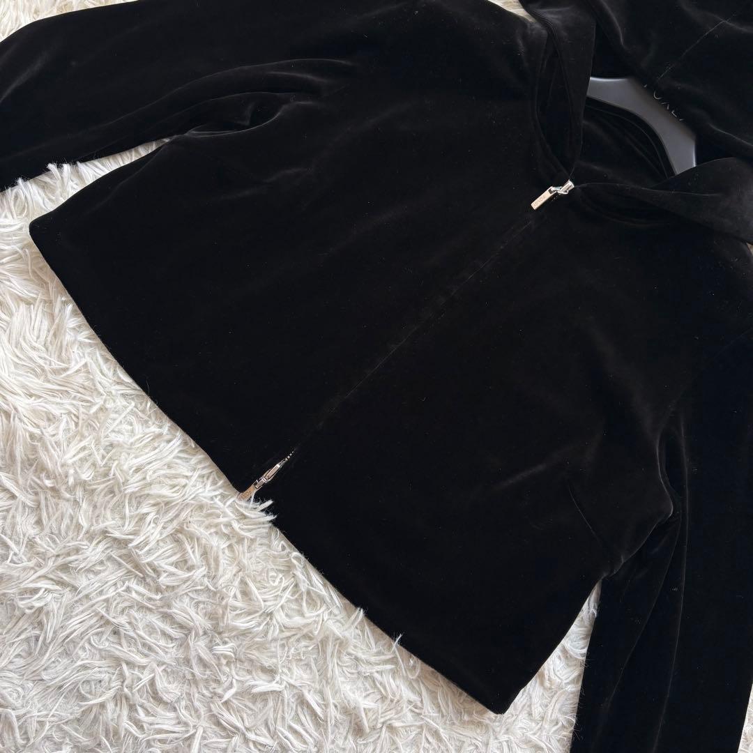 未使用級 20年♡フォクシー ベロアノアール パーカー クロップド ダブルジップ