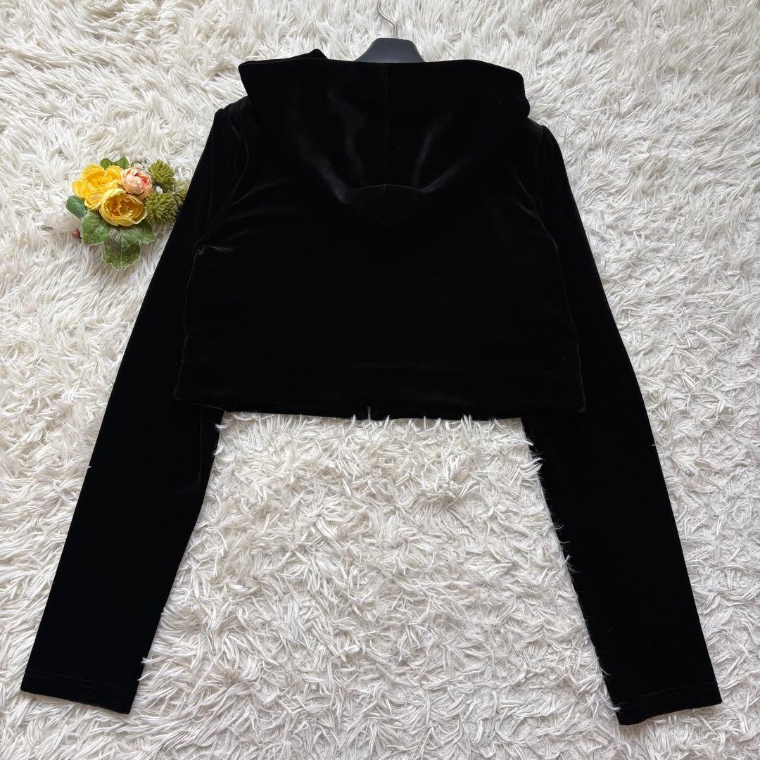 未使用級 20年♡フォクシー ベロアノアール パーカー クロップド ダブルジップ