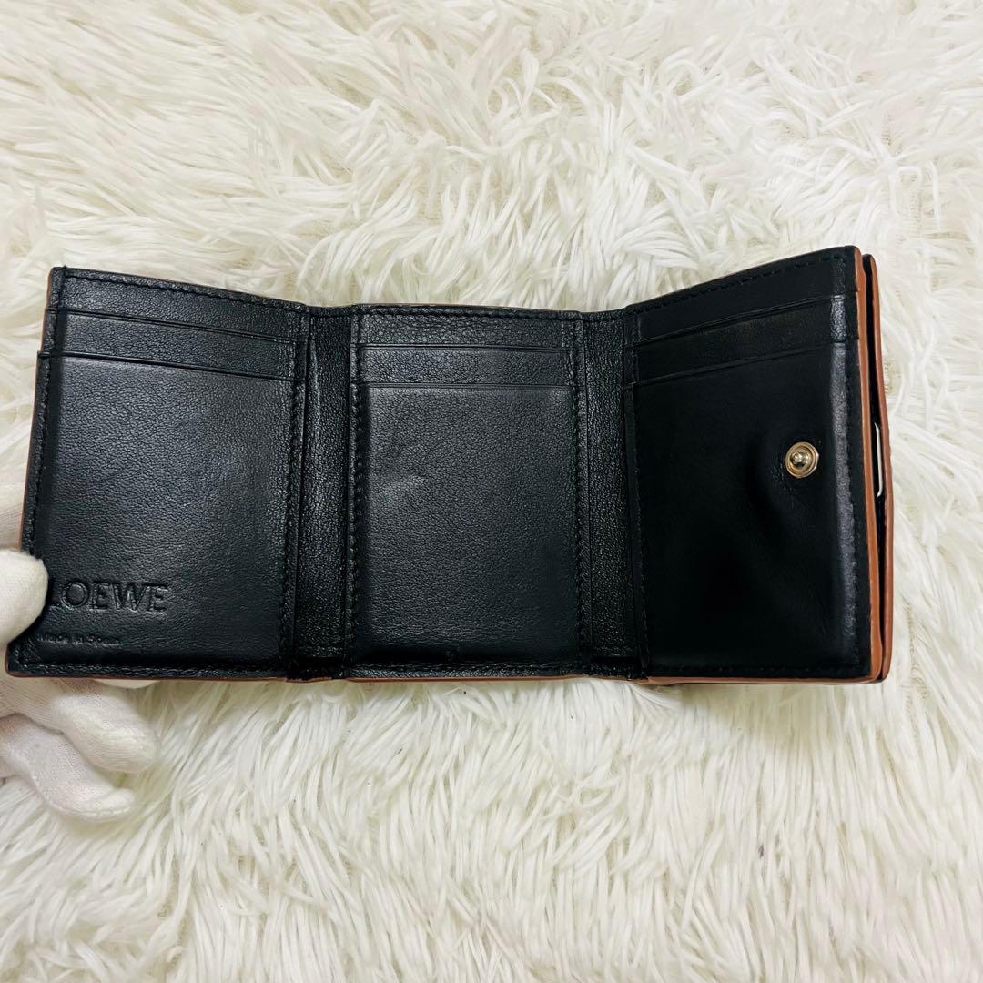 極美✨付属完備✨ロエベ 三つ折り財布 トライフォールド レザー ブラック