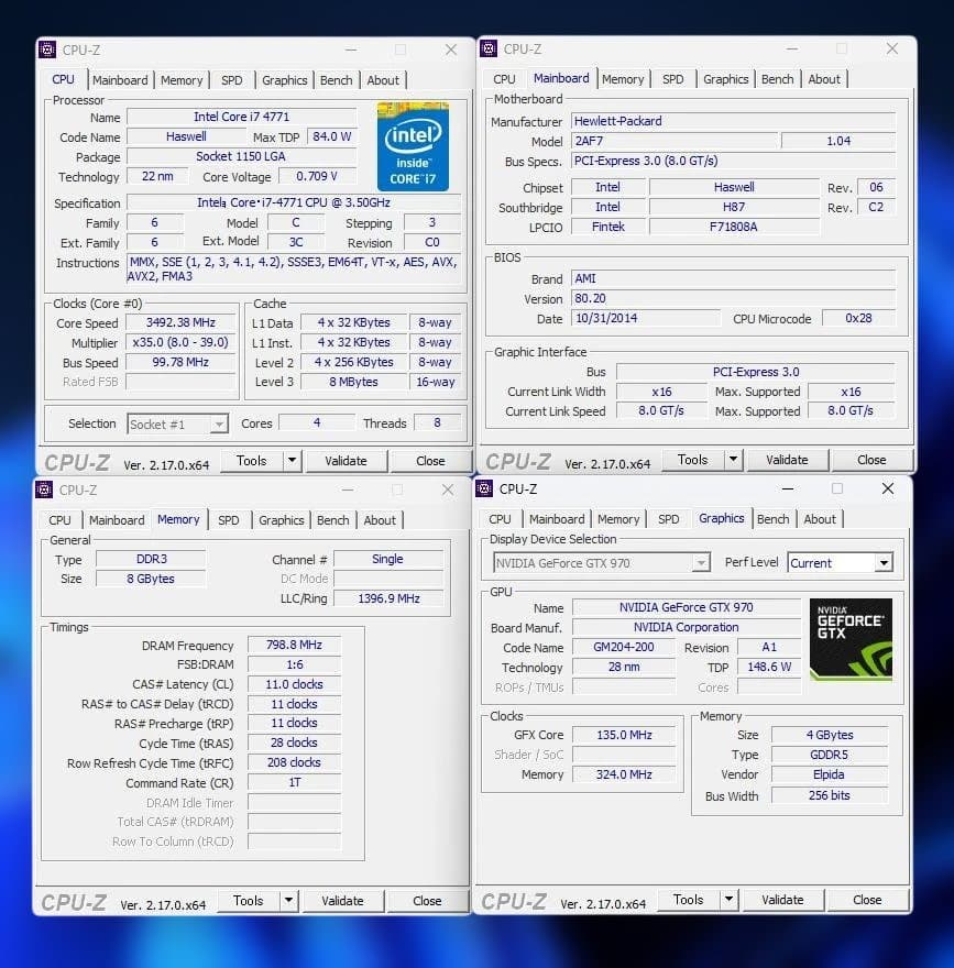 ゲーミングPC core i7-4771 8Gb GTX-970