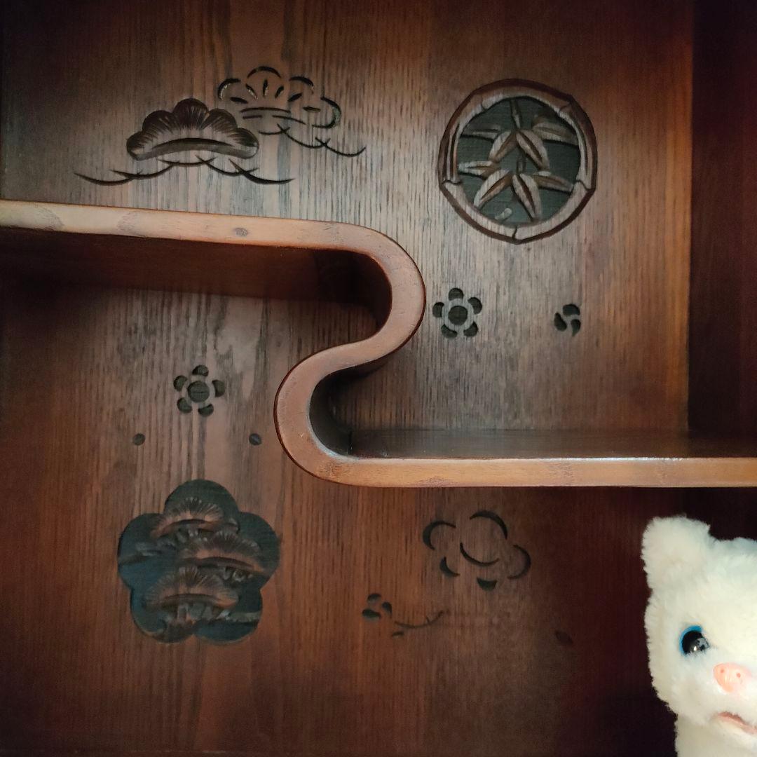 昭和レトロ和製アンティーク透かし彫り茶箪笥