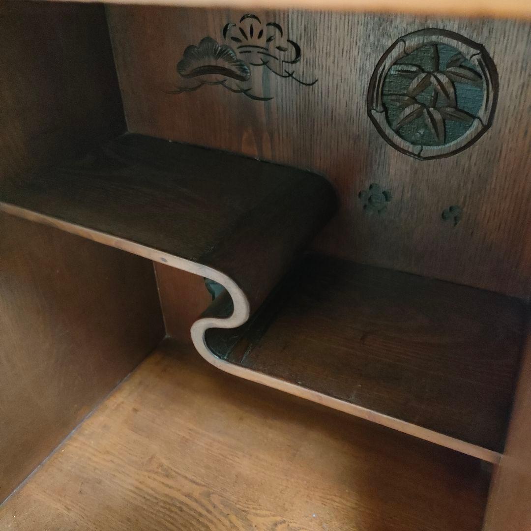 昭和レトロ和製アンティーク透かし彫り茶箪笥