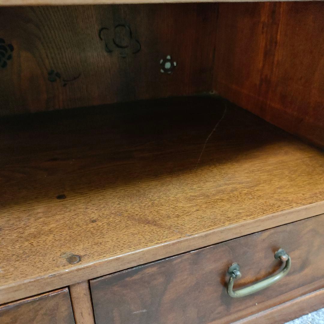 昭和レトロ和製アンティーク透かし彫り茶箪笥