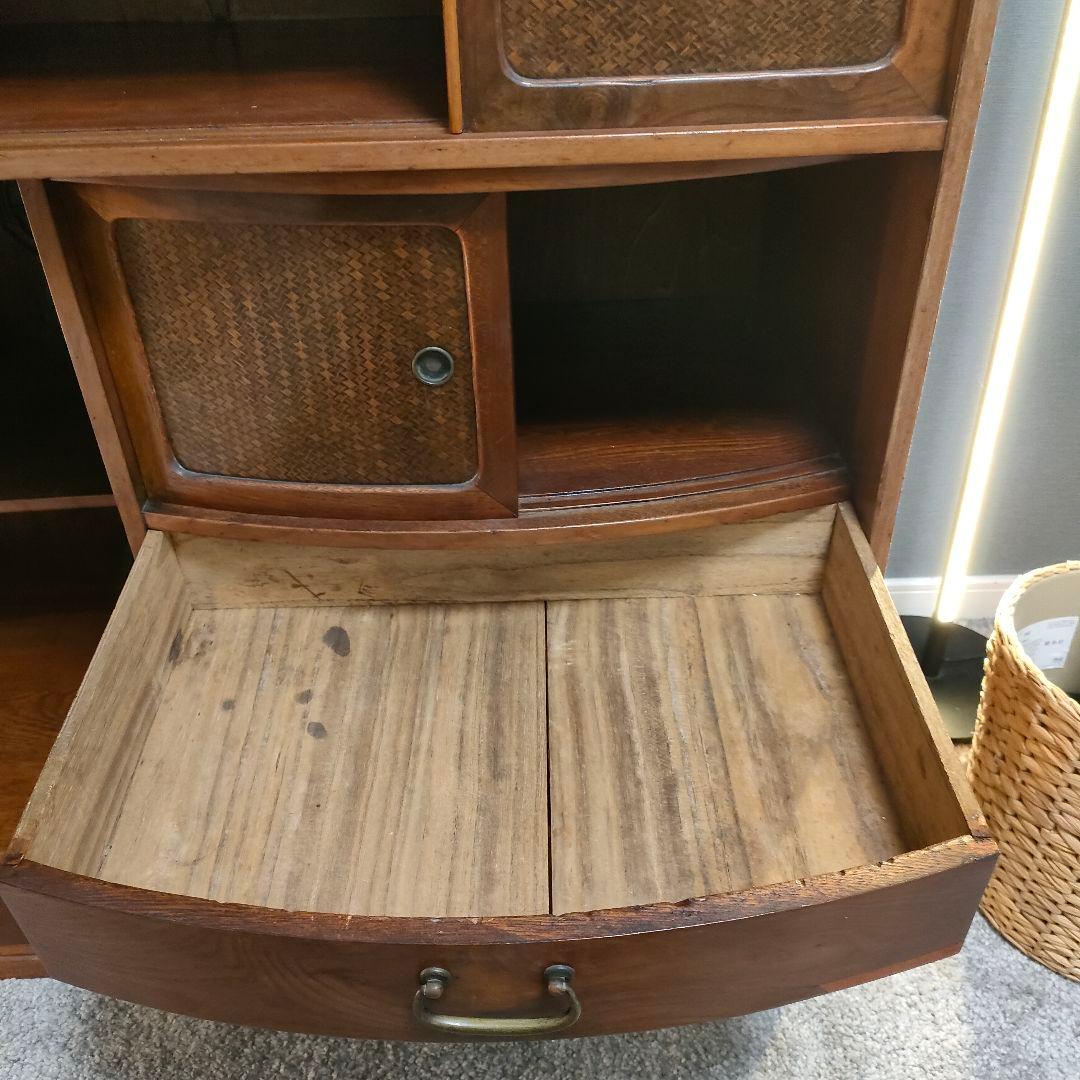 昭和レトロ和製アンティーク透かし彫り茶箪笥