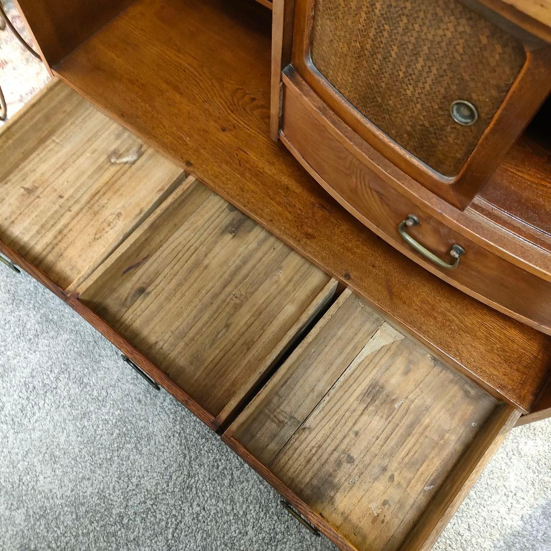 昭和レトロ和製アンティーク透かし彫り茶箪笥