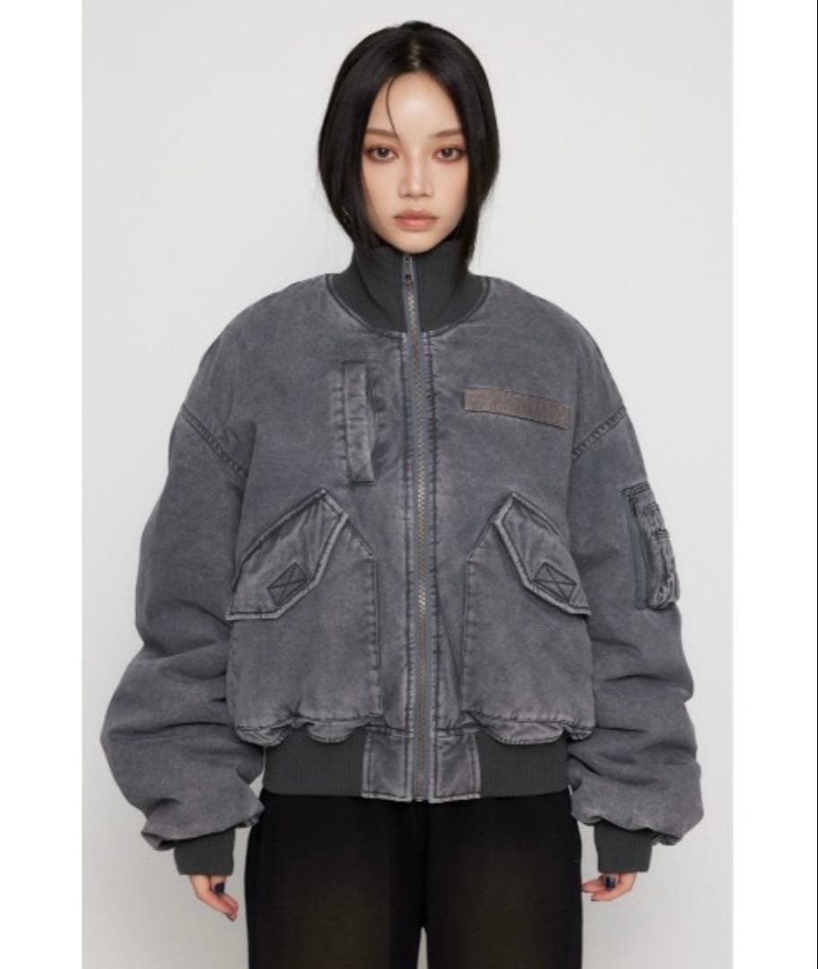 グレー ボリュームスリーブ アウター