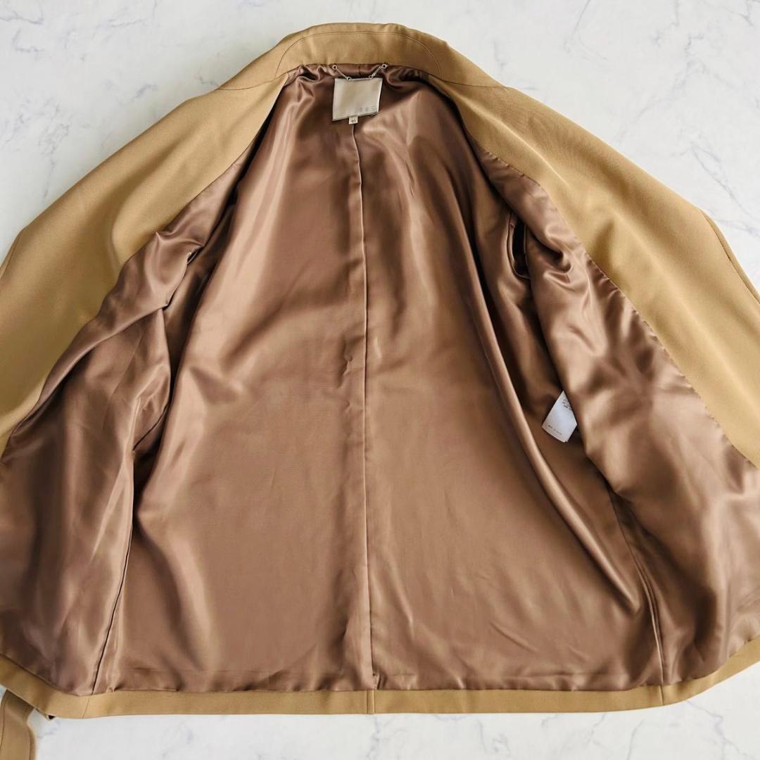【美品】定価5万円 自由区 Lサイズ ミドル丈 トレンチコート ベルト ベージュ