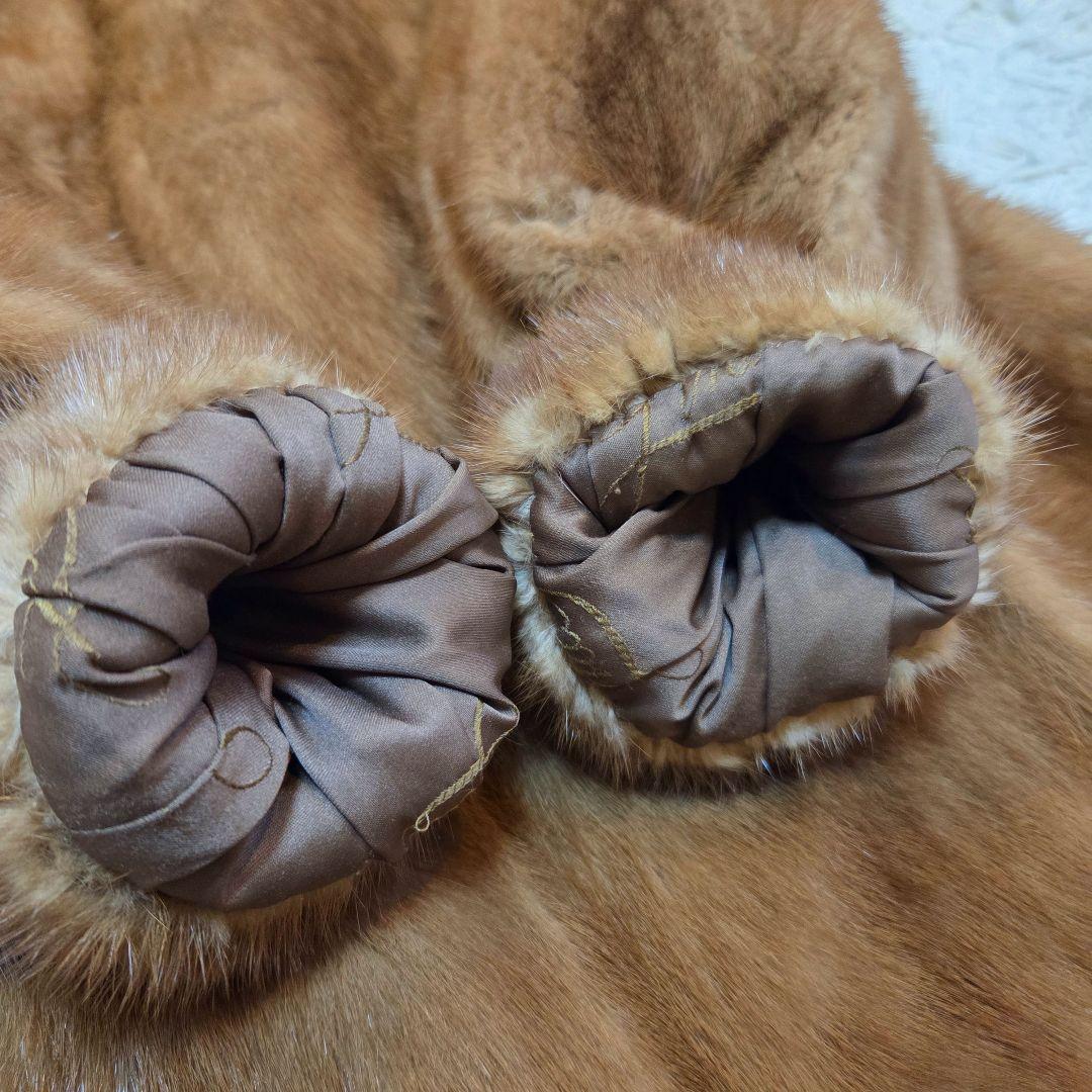 美品　ブロンズファー　デミバフミンク　本毛皮コート　ブラウン　パステル