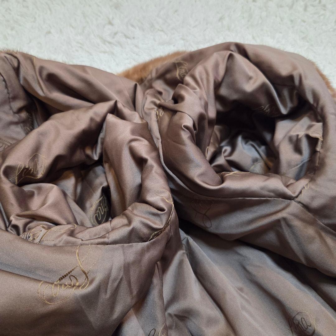 美品　ブロンズファー　デミバフミンク　本毛皮コート　ブラウン　パステル