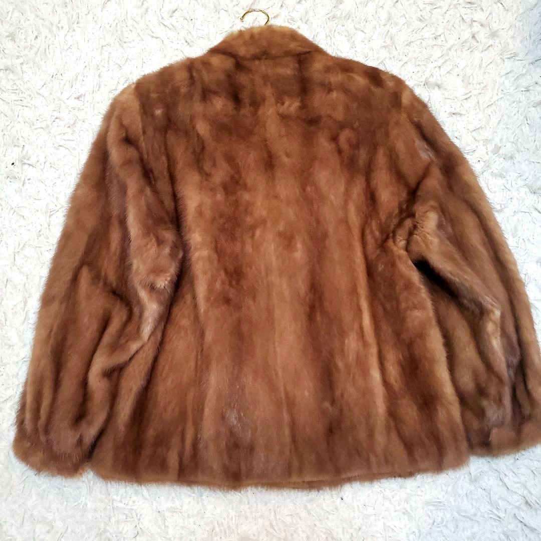 美品　ブロンズファー　デミバフミンク　本毛皮コート　ブラウン　パステル
