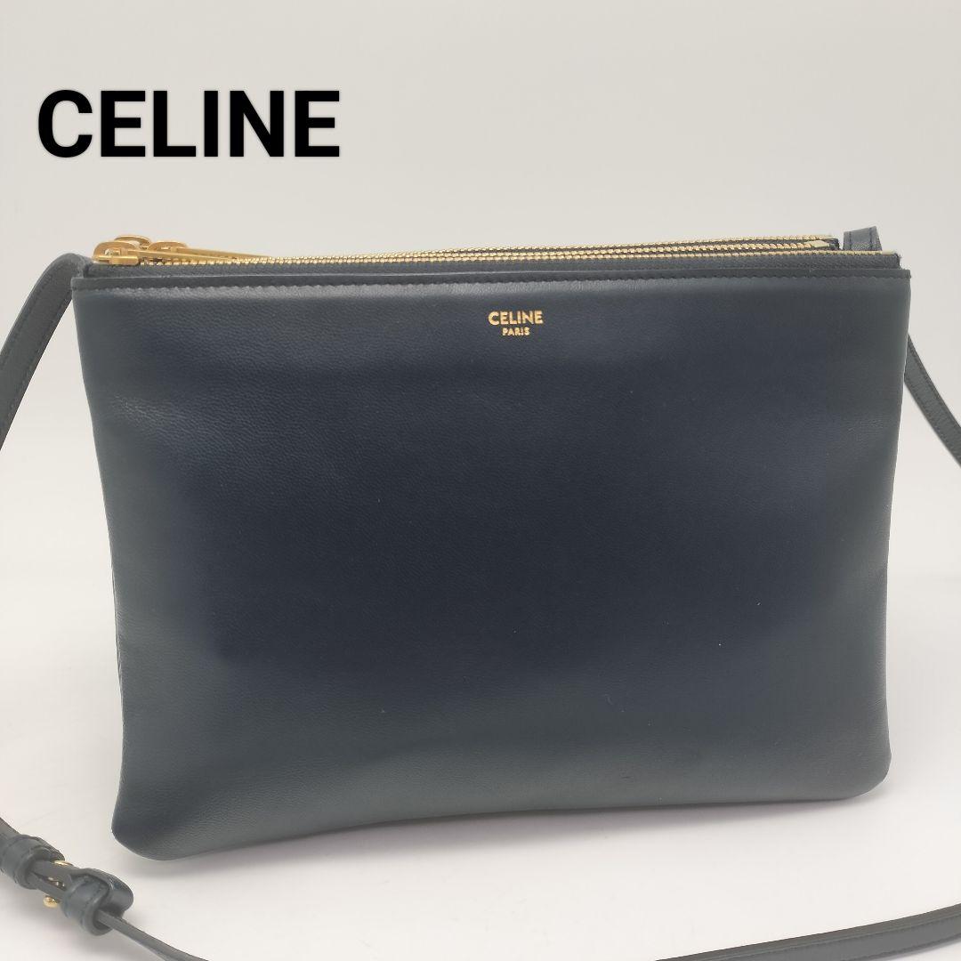極美品✨セリーヌ　ショルダーバッグ　ネイビー　新ロゴ