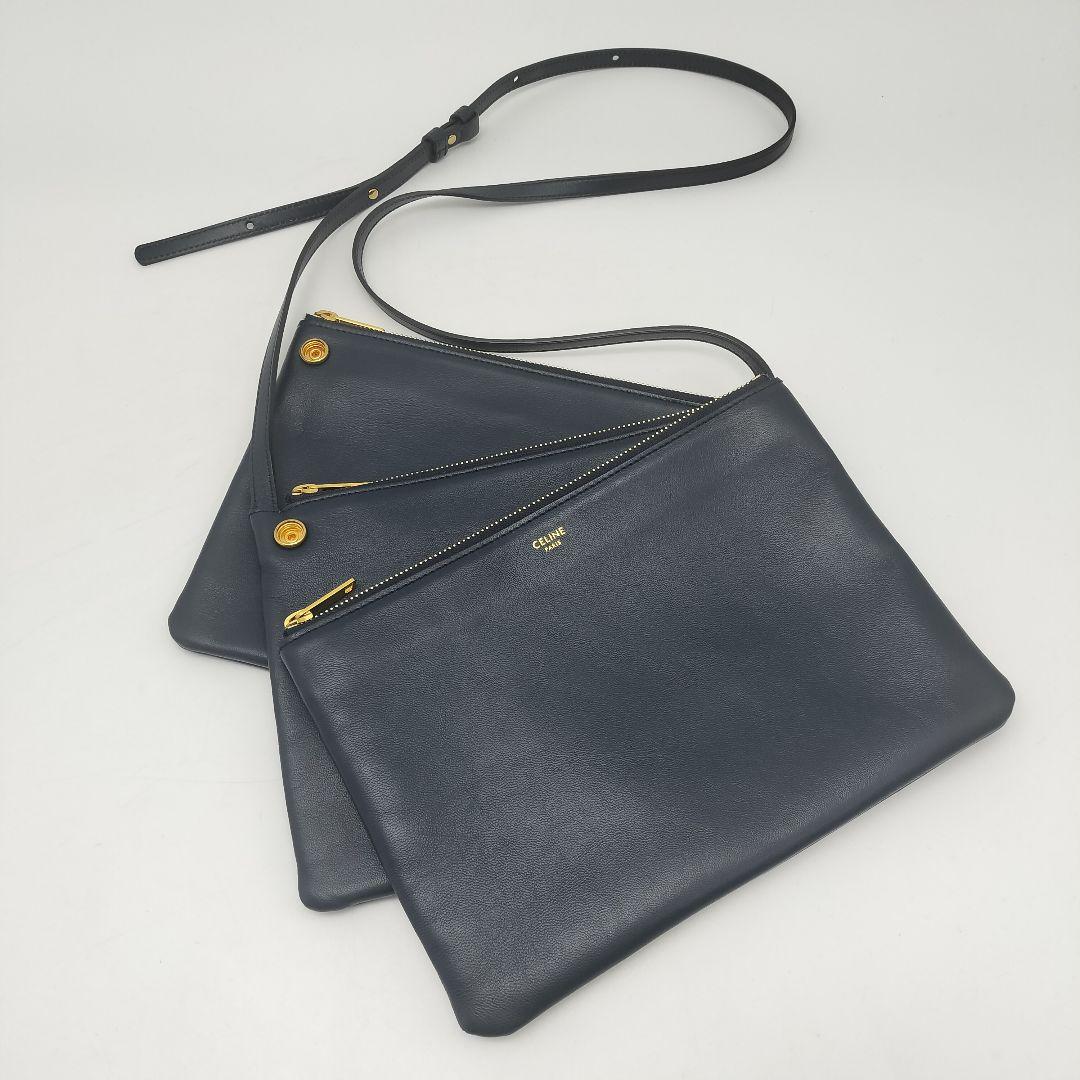極美品✨セリーヌ　ショルダーバッグ　ネイビー　新ロゴ