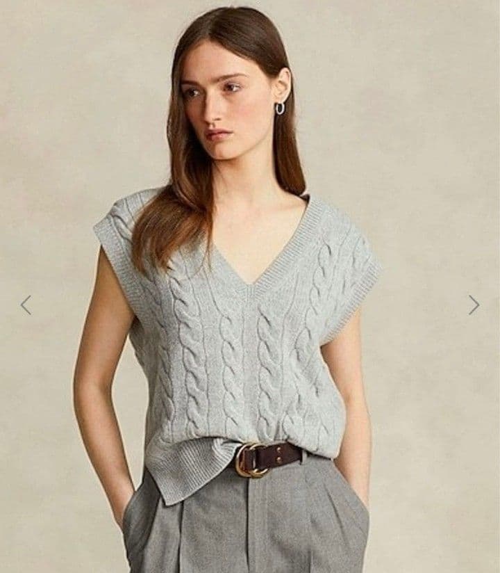 極美品 ポロラルフローレン 上質 ウールカシミヤ ケーブル Vネックベスト 現行