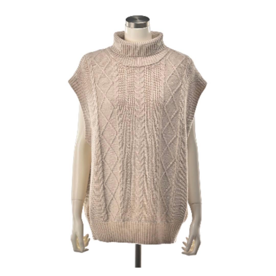 アンコキーヌ 2025.10月発売ウールミックスケーブル編みタートルニットベスト