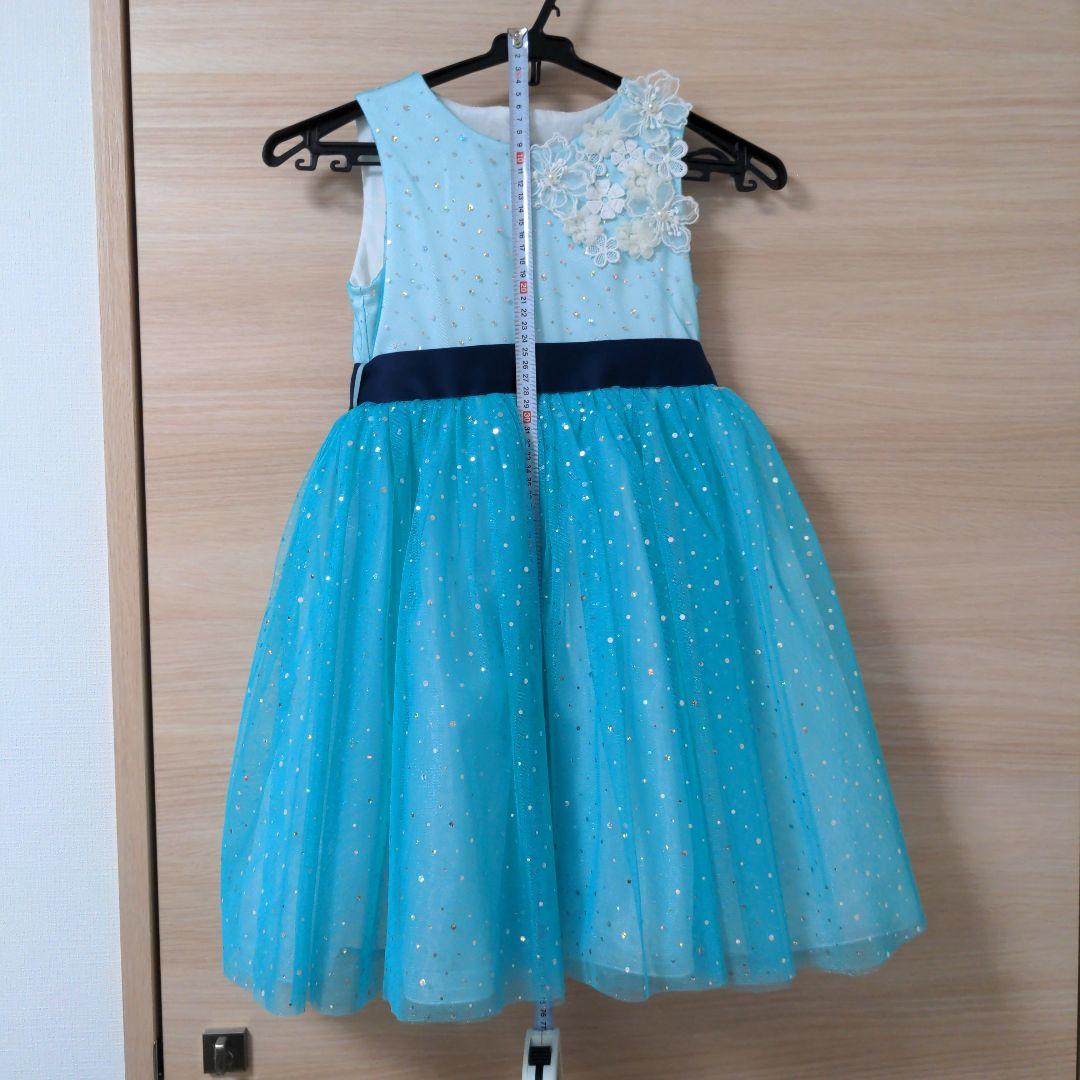 ドDRESCCO スカイブルーフラワーモチーフドレス