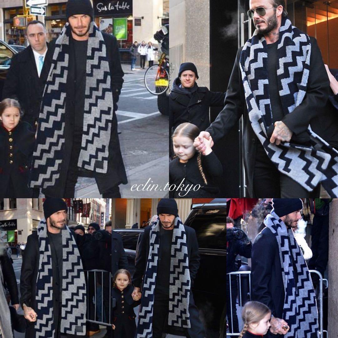 ヴィトン ムートンファー レザー 起毛 ロングマフラー カラコラム柄 E4756